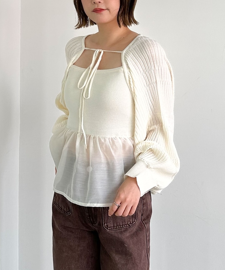 PRANKPROJECT ボレロセットコンビニット ドッキングペプラムニットボレロアンサンプル(M IVORY