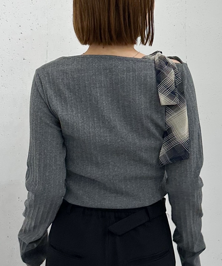 トップス sheller one shoulder ribbon shirt tops one shoulder ribbon tops – shéller / シェリエ