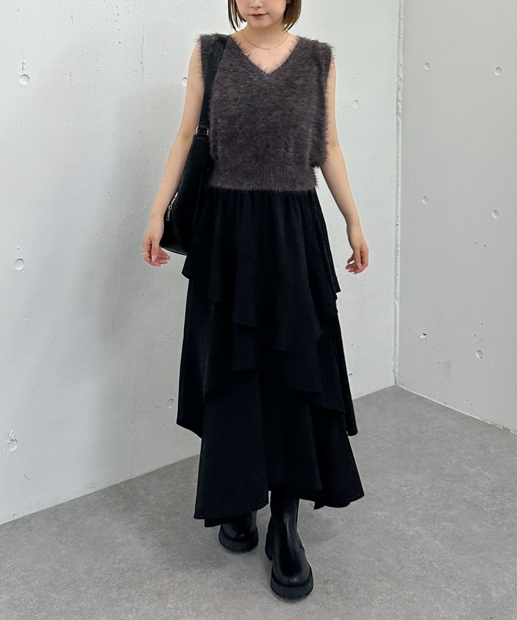 メランジフェザーニットベスト(M BROWN): トップス｜PMbox P&M