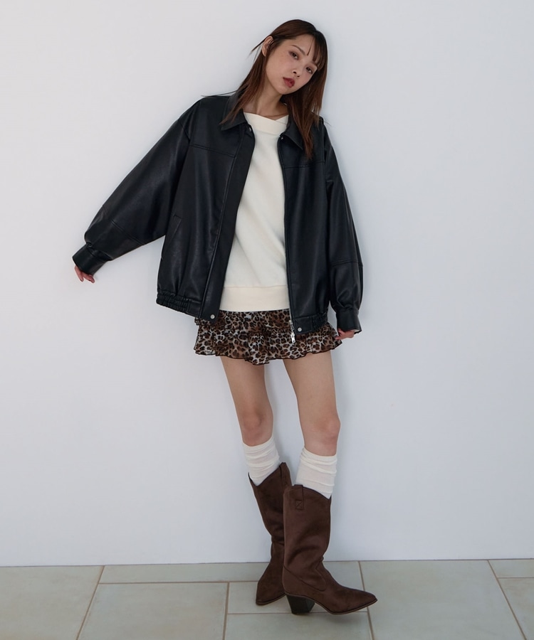 美品✨️モラビト　ブルゾン　フード　ダブルジッパー　ブラック　38 ソフトフェイクレザードルマンショートブルゾン｜BIGI online