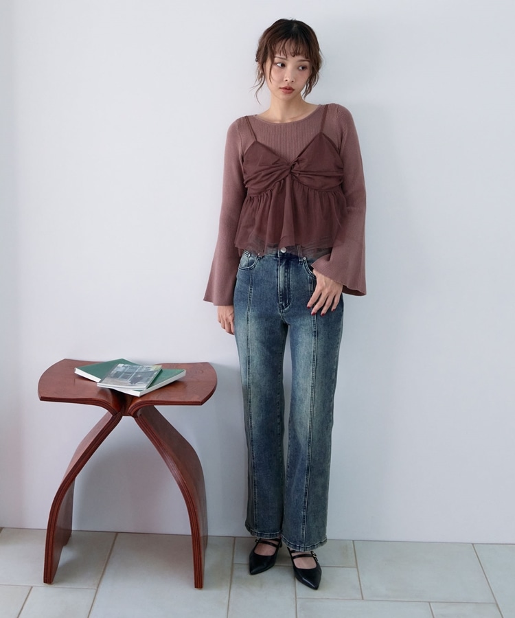 オーバーダイタイトフレアストレッチデニム(S ROYAL BLUE