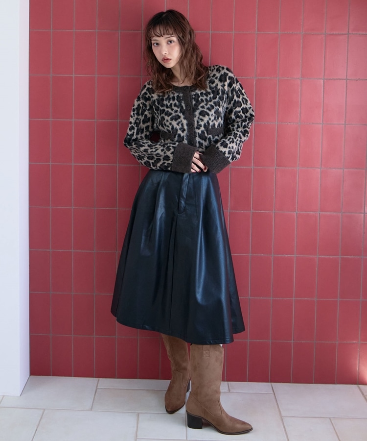 レオパードJQニットカーディガン(M BEIGE): トップス｜PMbox