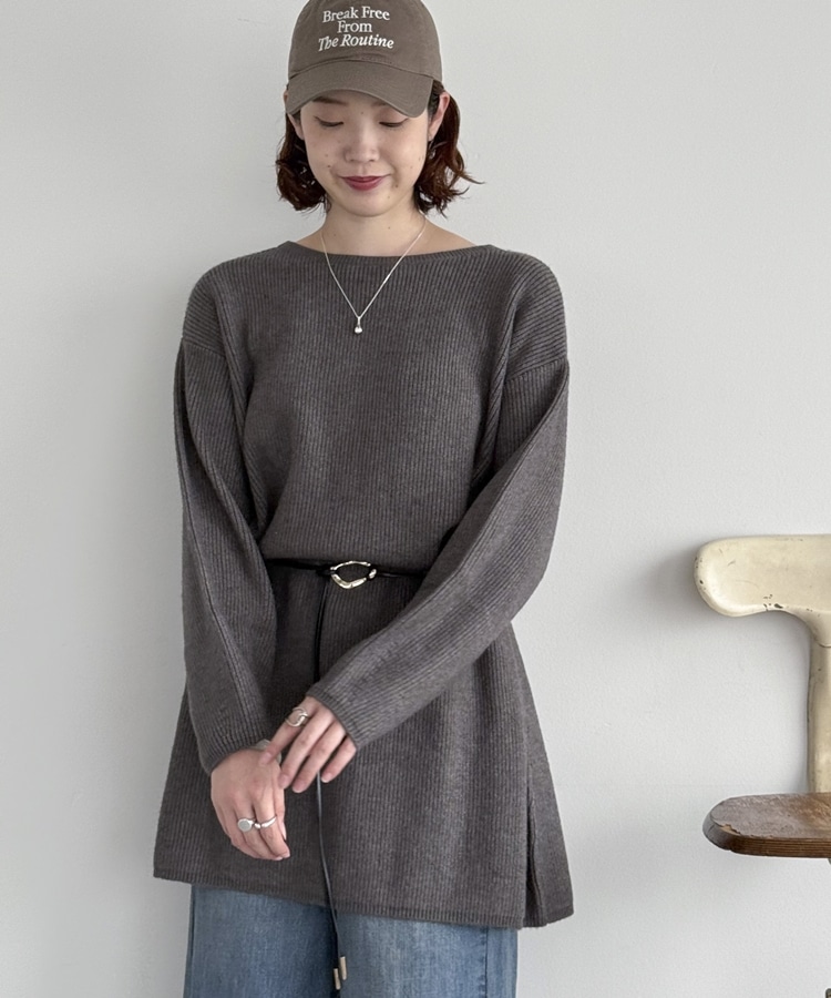 2Wayベルト付きチュニックワンピース(F CHARCOAL GRAY