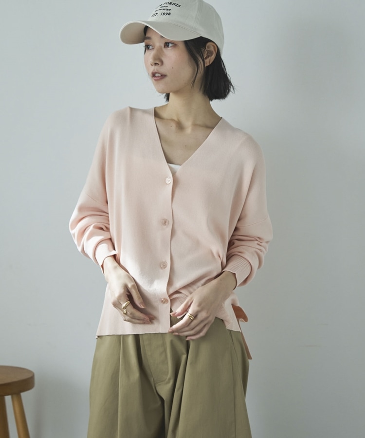 ゴム編みサイドスリットカーディガン(F PINK): トップス｜PMbox P&M