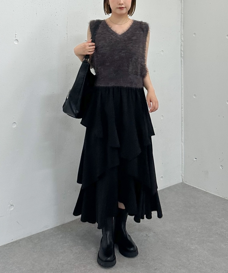 メランジフェザーニットベスト(M BROWN): トップス｜PMbox P&M