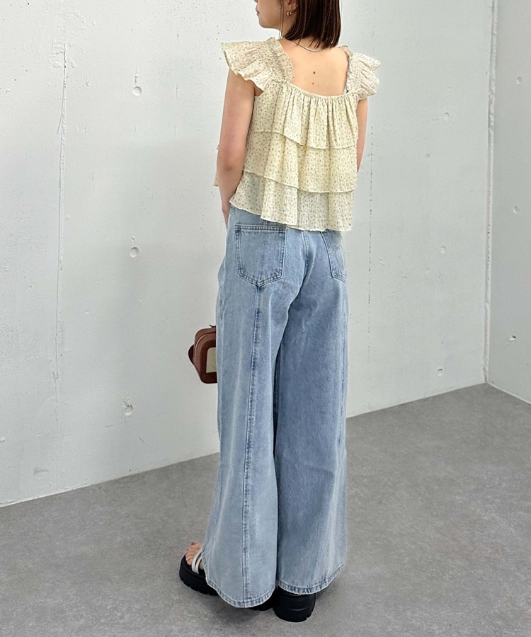 リボン刺繍ワイドデニム／(S BLUE): パンツ｜PMbox P&M OFFICIAL