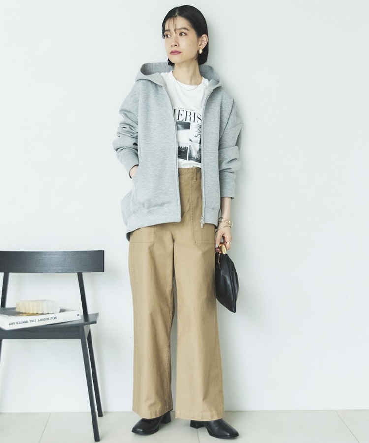 もちもち/新色追加】W ZIP ボンディングBIGパーカー(38 GRAY