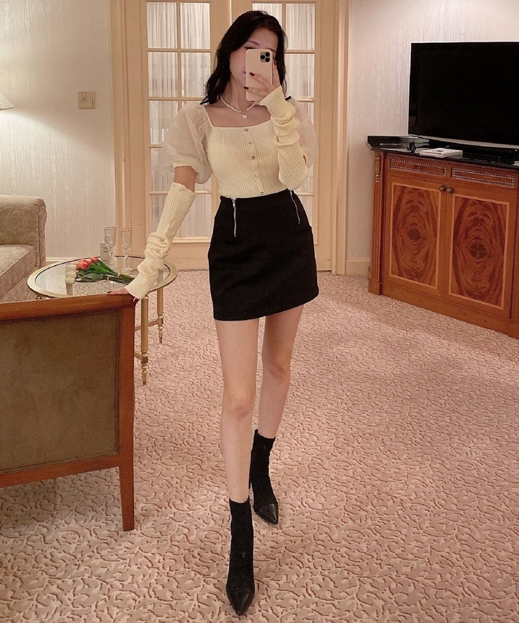 high waist zip skirt(M BEIGE): スカート｜PMbox P&M OFFICIAL ONLINE 