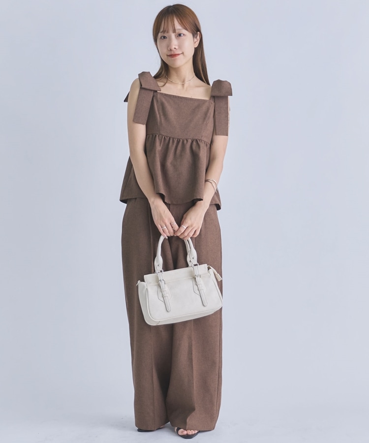 肩リボンペプラムビスチェスラックスSET(M BLACK): ワンピース