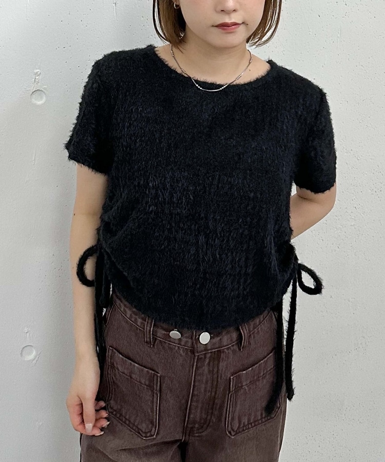 トップス iro サイドドロストフェザーカットTOPS(M IVORY): トップス