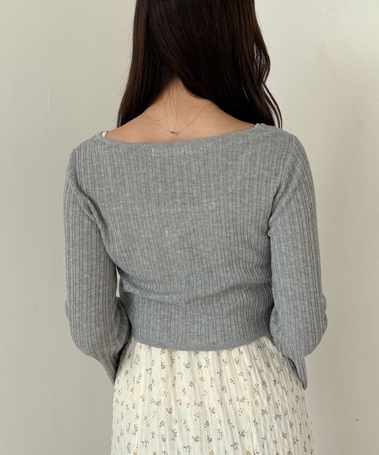 シアーリブニットカーディガン×花柄キャミワンピースSET(M