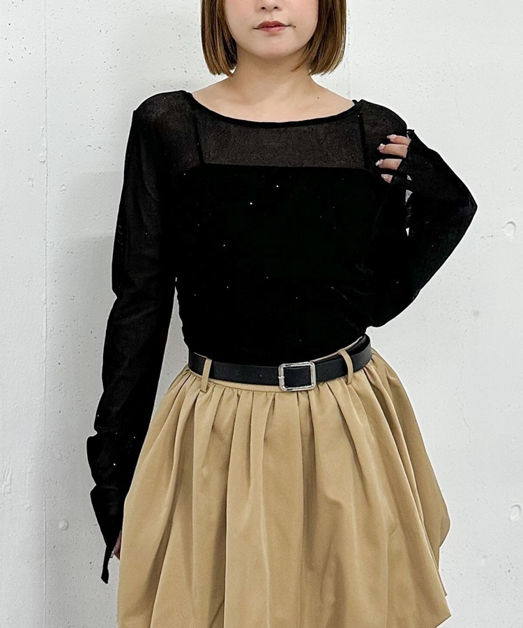 aoaokiraraページ ラインストーンメッシュベロアTOPS(M IVORY): トップス｜PMbox P&M