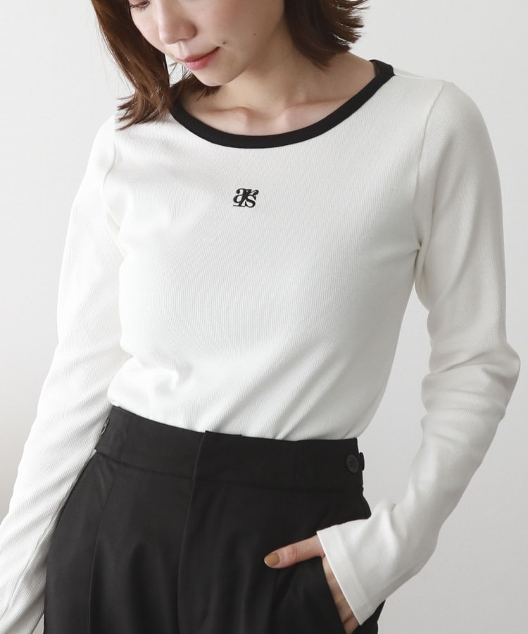 ロゴ刺繍テレコパイピングＴＯＰＳ(M OFF WHITE): トップス｜PMbox P&M