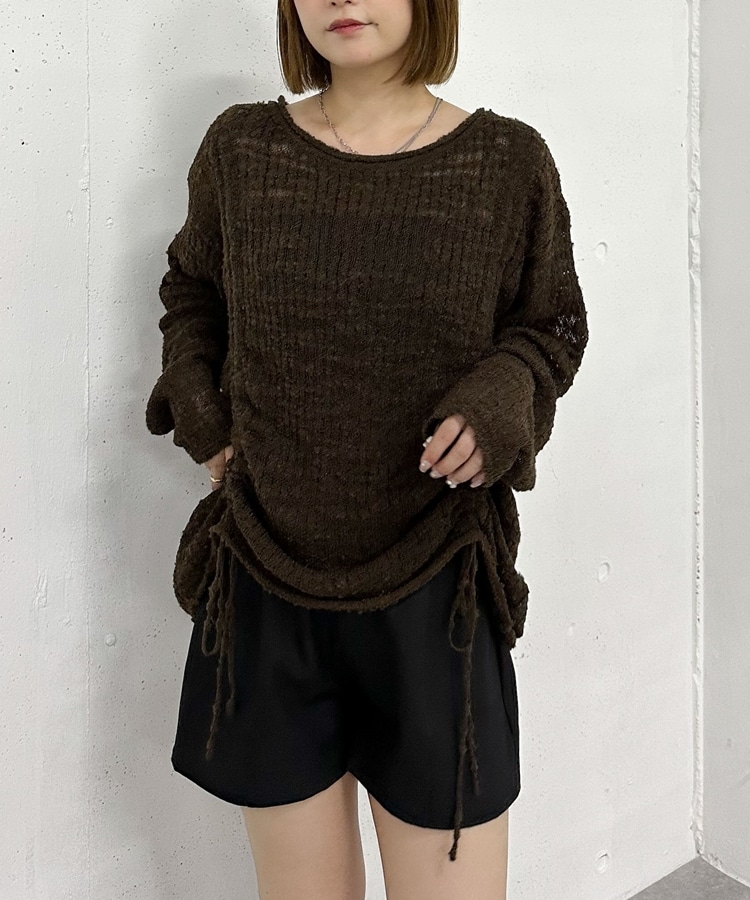 トップス mmm MLB】マルチボーダーニットベアトップ（チューブトップ）｜BACK