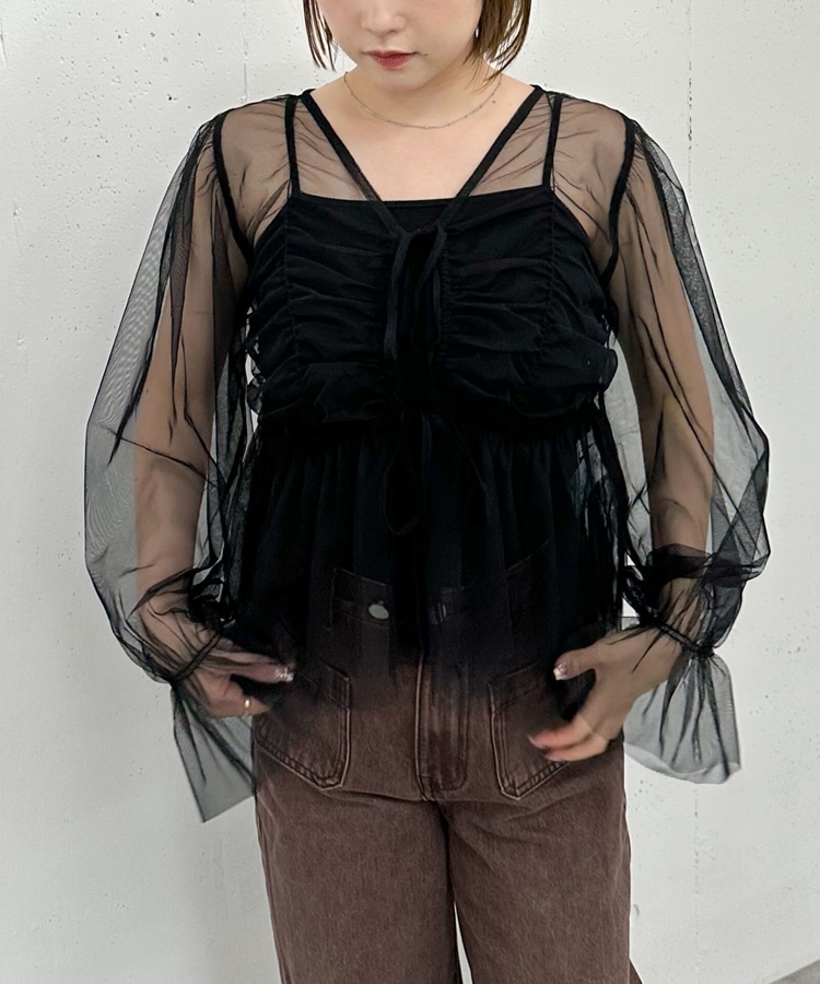 美品 ドゥロワー drawer ウエストギャザージャケット ペプラム チュールギャザーペプラムブラウス(M BROWN): トップス｜PMbox