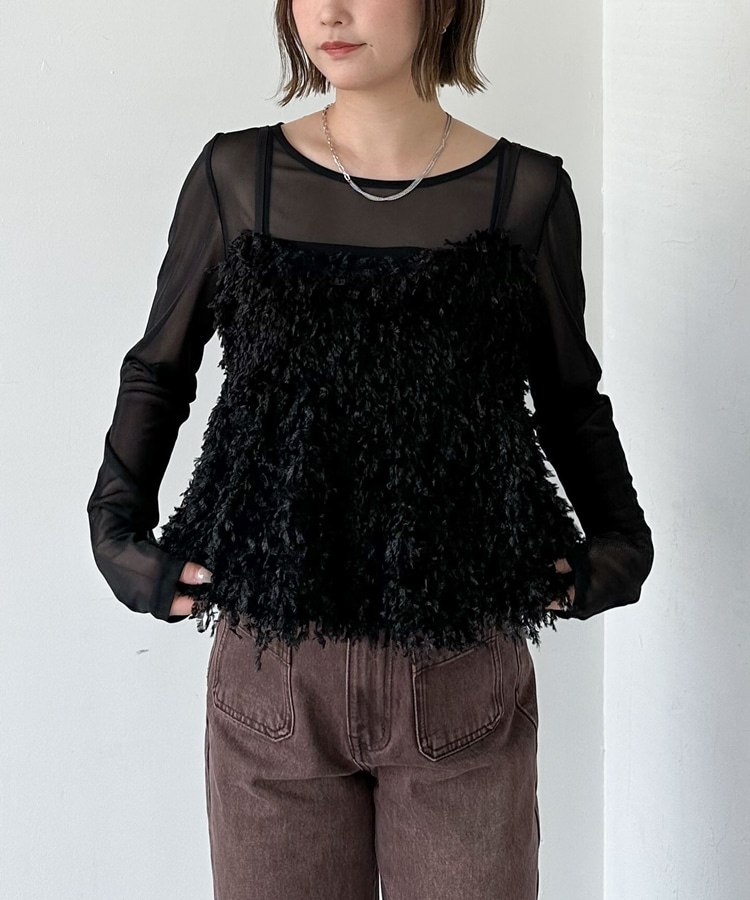 カットフェザービスチェ×シアーカットTOPSSET(M IVORY