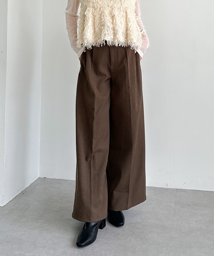 KUON ベルテッド 1タック チノパンツ スラックス ワイドパンツ サイズM KUON ベルテッド 1タック チノパンツ スラックス ワイドパンツ