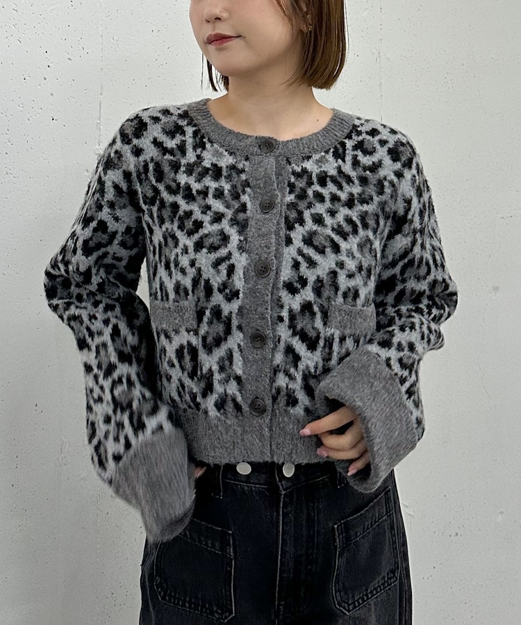 レオパードJQニットカーディガン(M BEIGE): トップス｜PMbox
