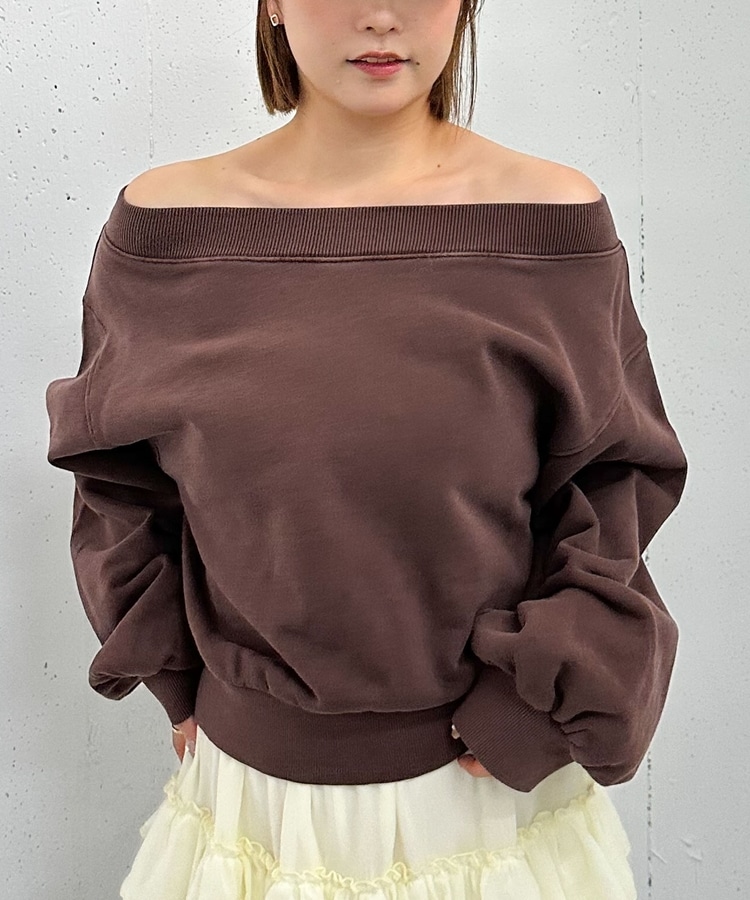 ボンディングオフショルスウェット （GRY） ピグメントオフショルスウェット(M CHARCOAL GRAY): トップス