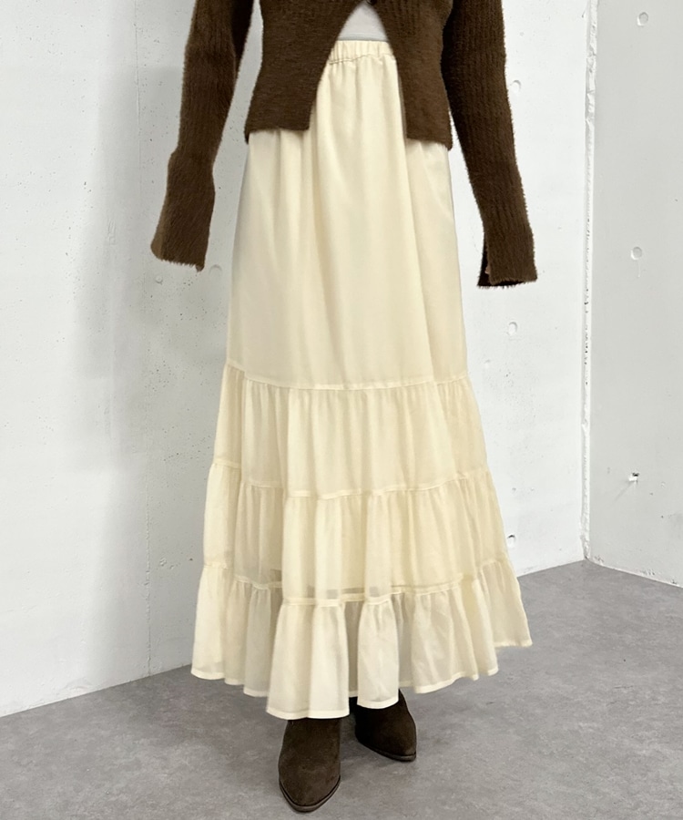 シャイニーティアードスカート(M PINK BEIGE): スカート｜PMbox