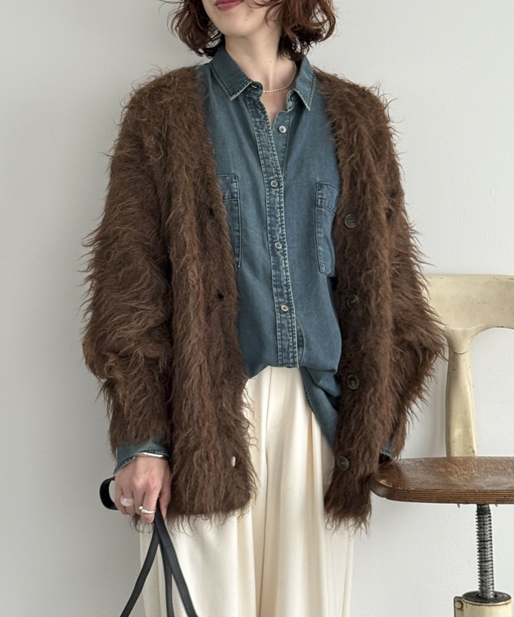 シャギーニットカーディガン(F BEIGE): トップス｜PMbox P&M