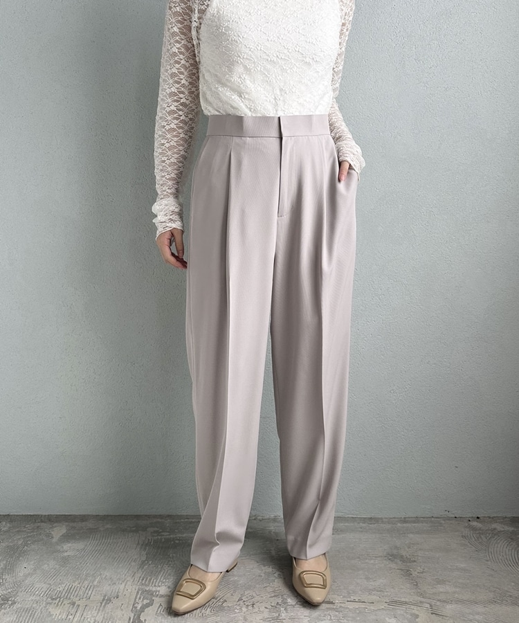 セットアップ対応】ストレッチセンタープレスパンツ(M GREIGE): パンツ