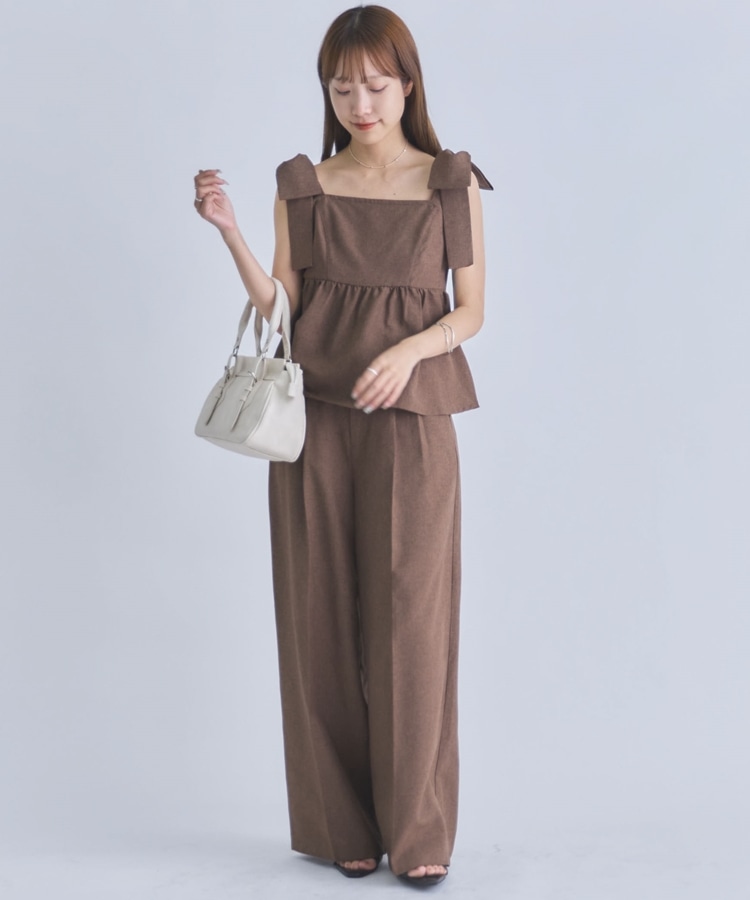 肩リボンペプラムビスチェスラックスSET(M BLACK): ワンピース