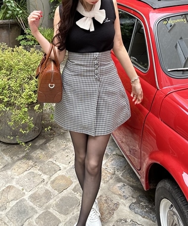 high waist button skirt