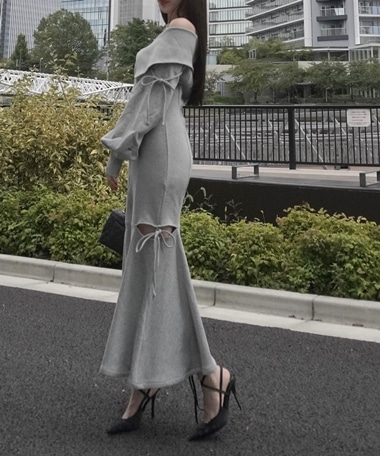 amerge. ribbon shoulder 目新し maxi onepiece 