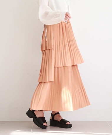 プリーツティアードスカート/