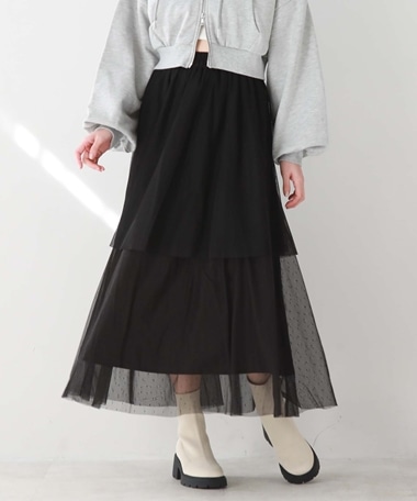 ドットチュールフリルティアードスカート(M BLACK): スカート｜PMbox  