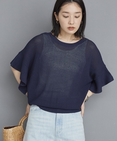 フリルスリーブニット(F NAVY): トップス｜PMbox P&M OFFICIAL ONLINE 