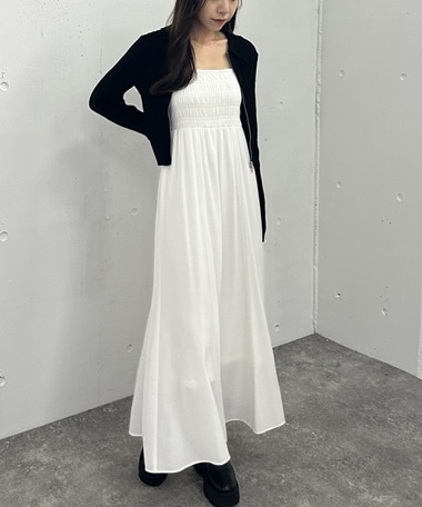 Wzipモールニットポロ×キャミワンピースSET