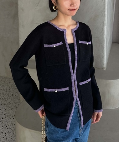 バイカラーブークレニットジャケット