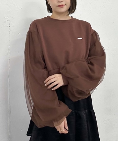 袖チュールダンボールプルオーバー