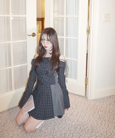 check pleats skirt