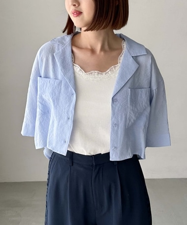 ハーフスリーブ開衿シャツ