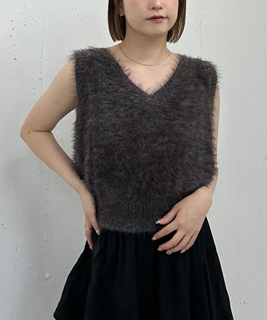 メランジフェザーニットベスト