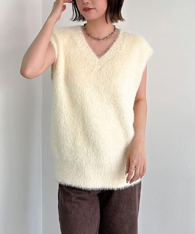 ダブルフェイスフェザーニットベスト