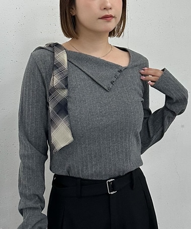 肩リボンワンショルカットＴＯＰＳ