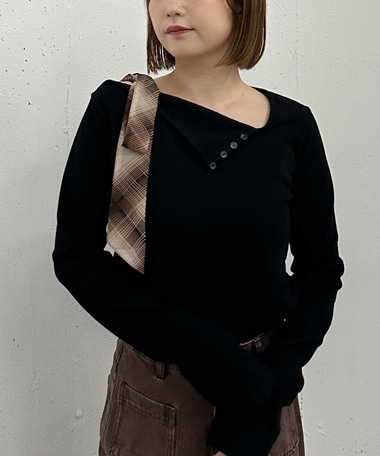 肩リボンワンショルカットＴＯＰＳ