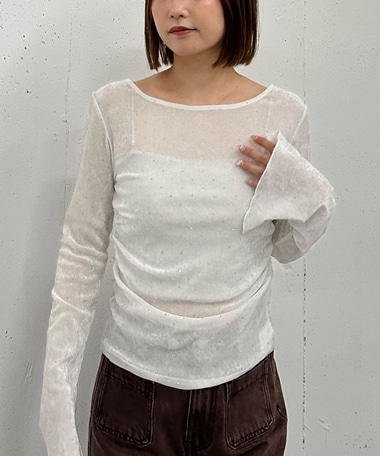 ラインストーンメッシュベロアＴＯＰＳ