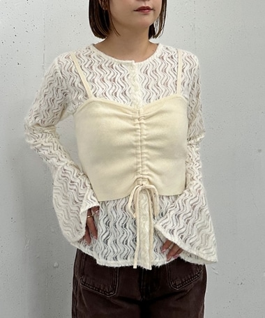 ニットビスチェｘ起毛レースブラウスＳＥＴ
