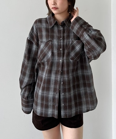 チェックミドルネルシャツ