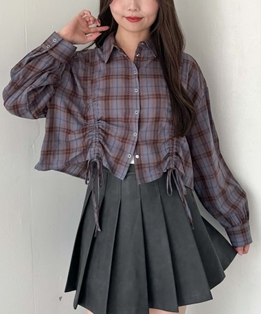 チェックショートドロストシャツ