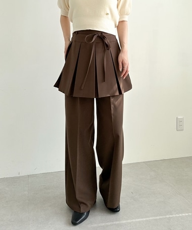 プリーツスカート付レイヤードスラックス
