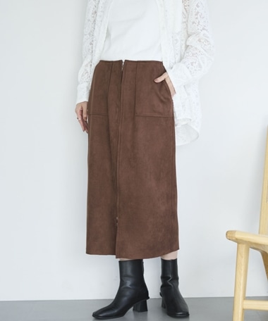 ダブルＺＩＰフェイクスエードタイトスカート