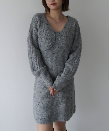 ネップケーブルニットボレロ×ミニキャミワンピＳＥＴ