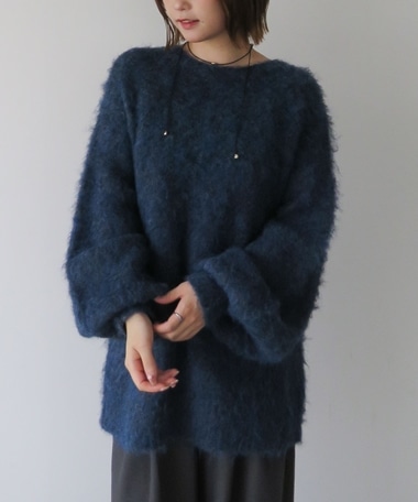 バックレースアップブラッシュニットプルオーバー