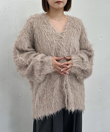 ロングシャギーミドルニットカーディガン